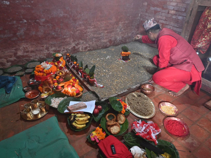 हनुमानढोकाको दसैँ घरमा यसरी राखियो जमरा (तस्वीरहरू)